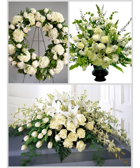 All White Floral Tribute Trio